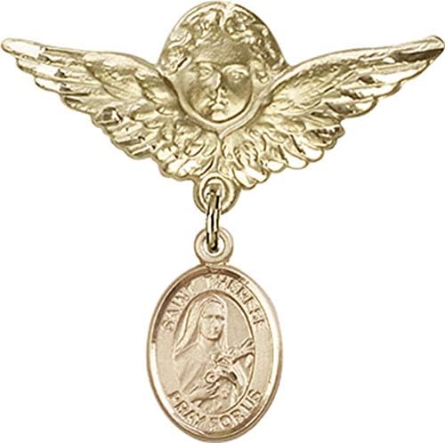 Jewels Obsession Baby Badge กับ St. Therese of Lisieux Charm และ Angel พร้อม Pin Badge Wings | ป้ายเด็กทองคำ
